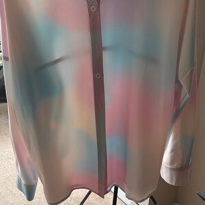 Pastel Watercolor Button-Up Blouse